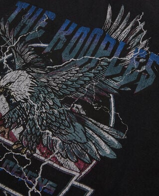 The Kooples HERREN BLACK WASHED schwarzes t-shirt mit chaos-adlersiebdruck