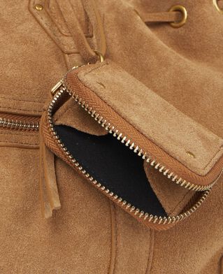 The Kooples F CAMEL brown suede tote bag