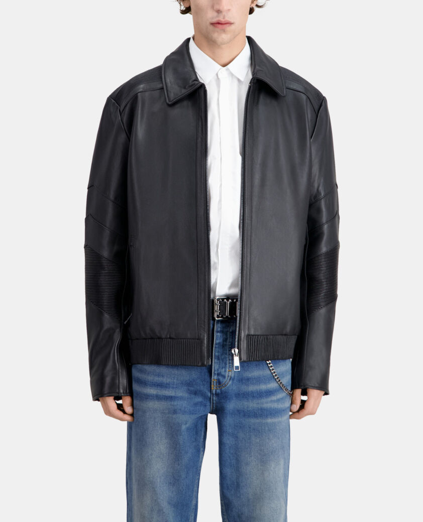 The Kooples MEN BLACK black leather biker jacket