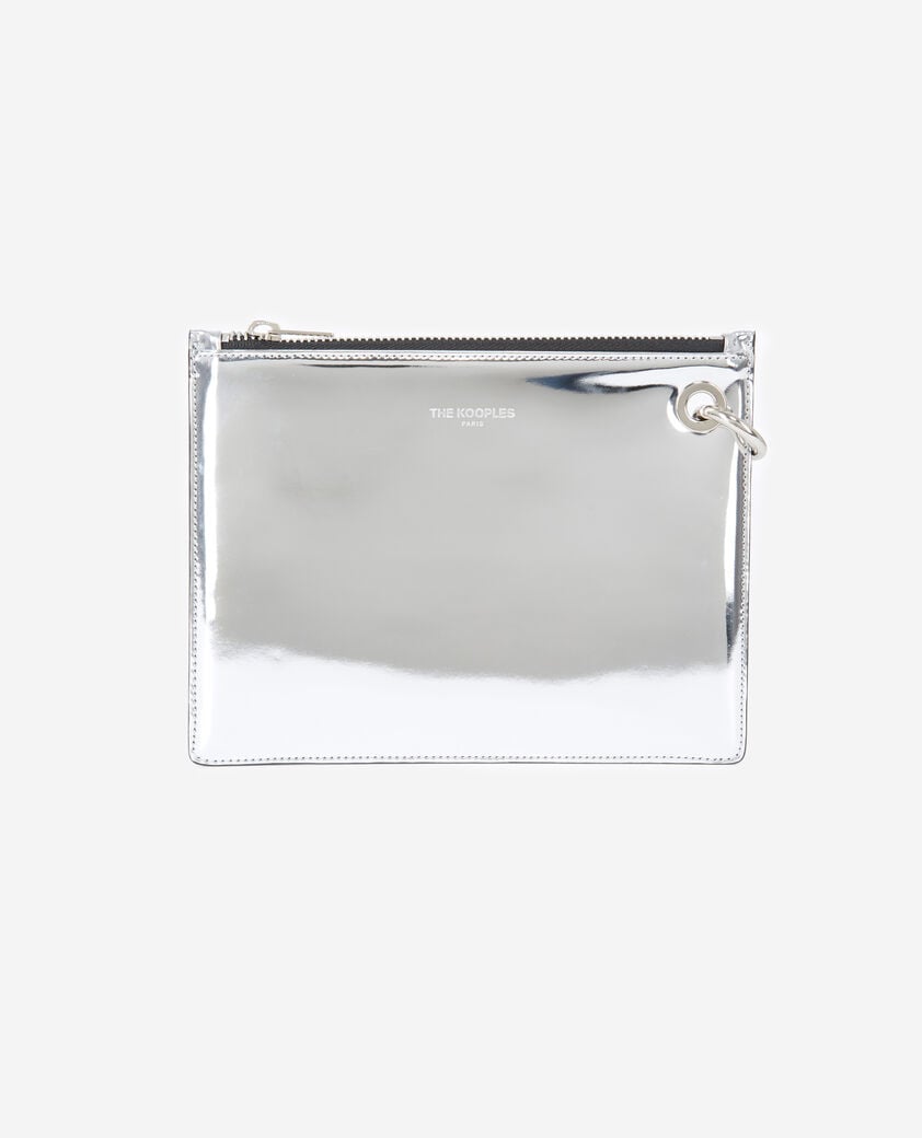 The Kooples WOMEN SILVER silver leather mobile pouch