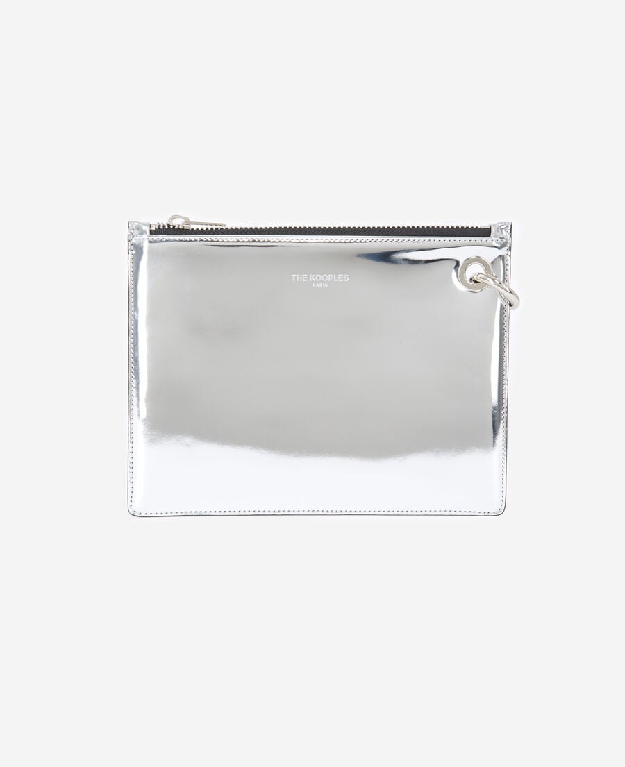 The Kooples WOMEN SILVER silver leather mobile pouch