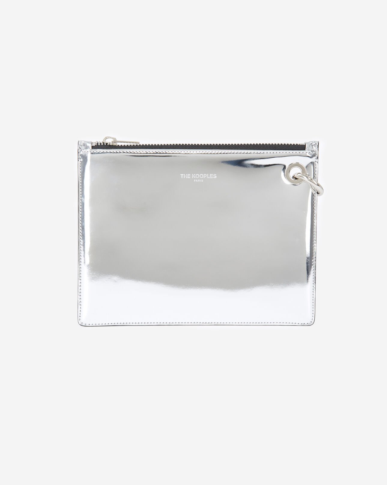 The Kooples WOMEN SILVER silver leather mobile pouch