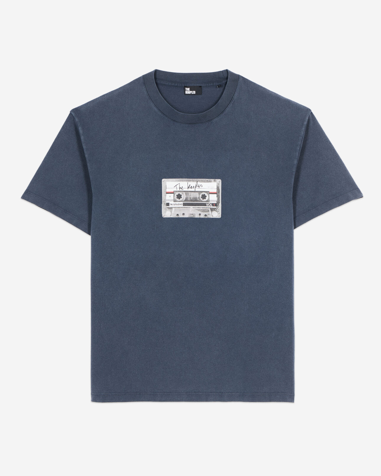 The Kooples HERREN CARBONE karbonblaues t-shirt mit siebdruck
