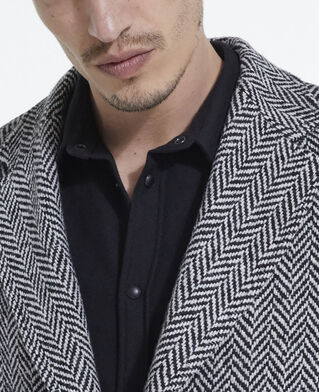 The Kooples HERREN BLACK WHITE wollmantel mit motiven