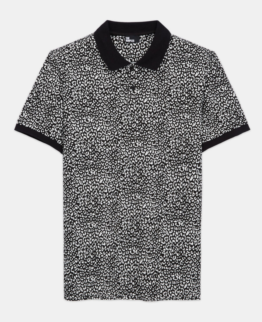 black leopard print polo