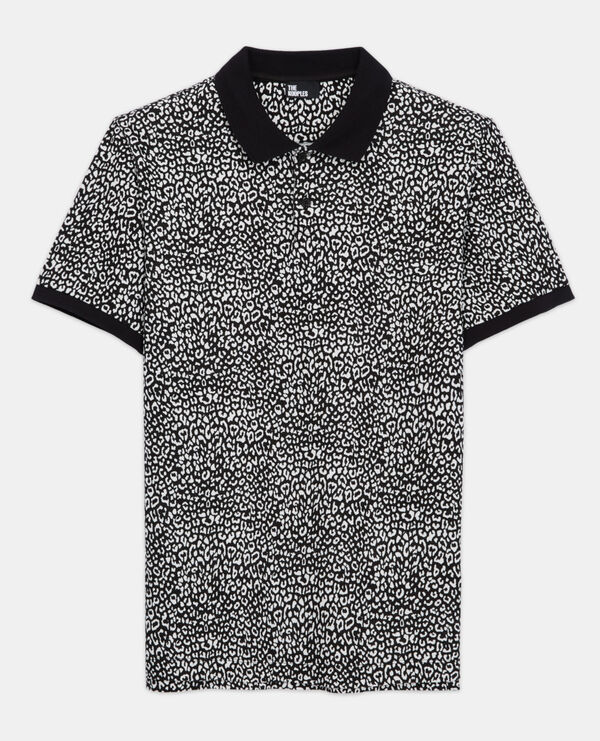 black leopard print polo