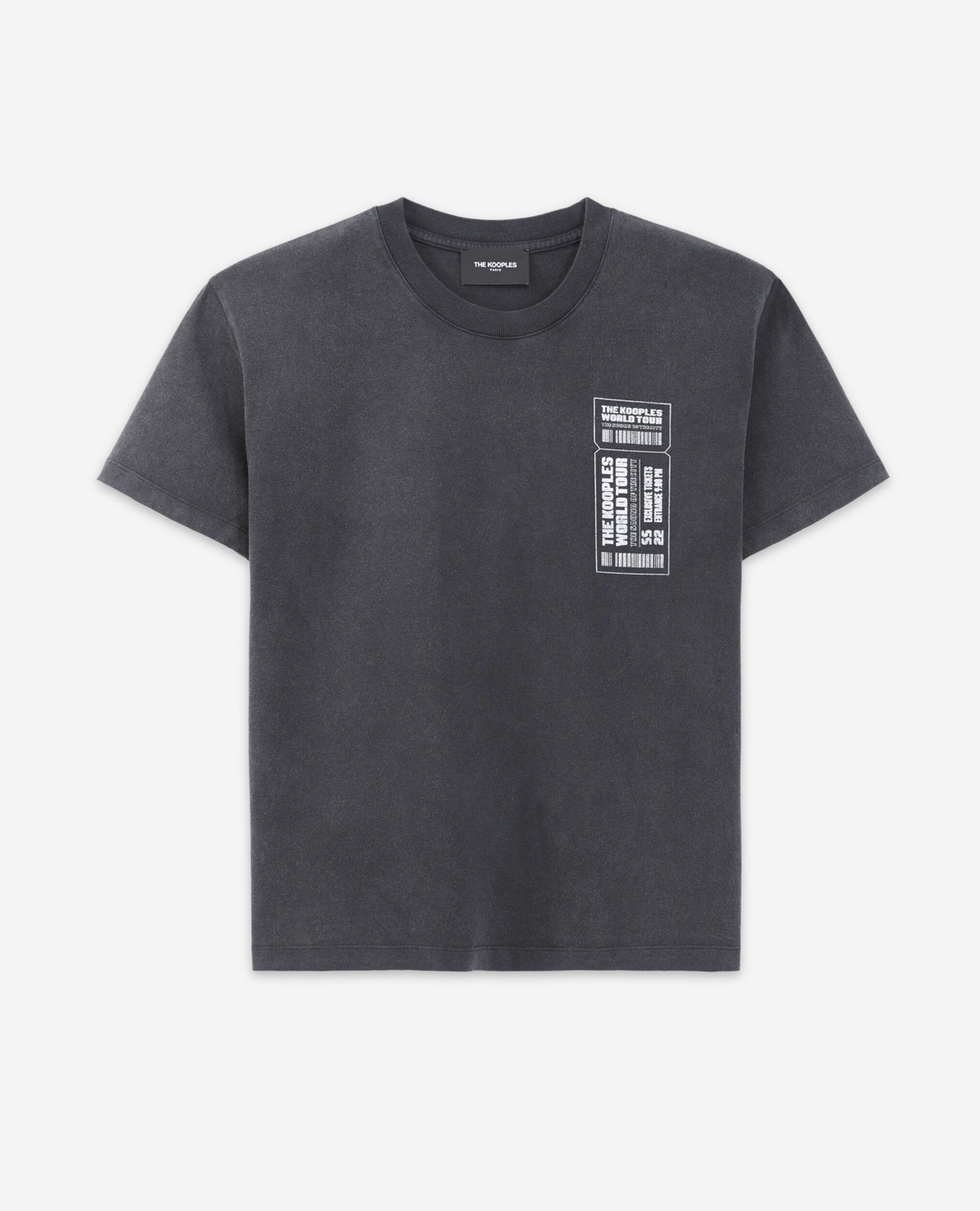 T-Shirt schwarz verwaschen Baumwolle Konzert, BLACK WASHED, hi-res image number null