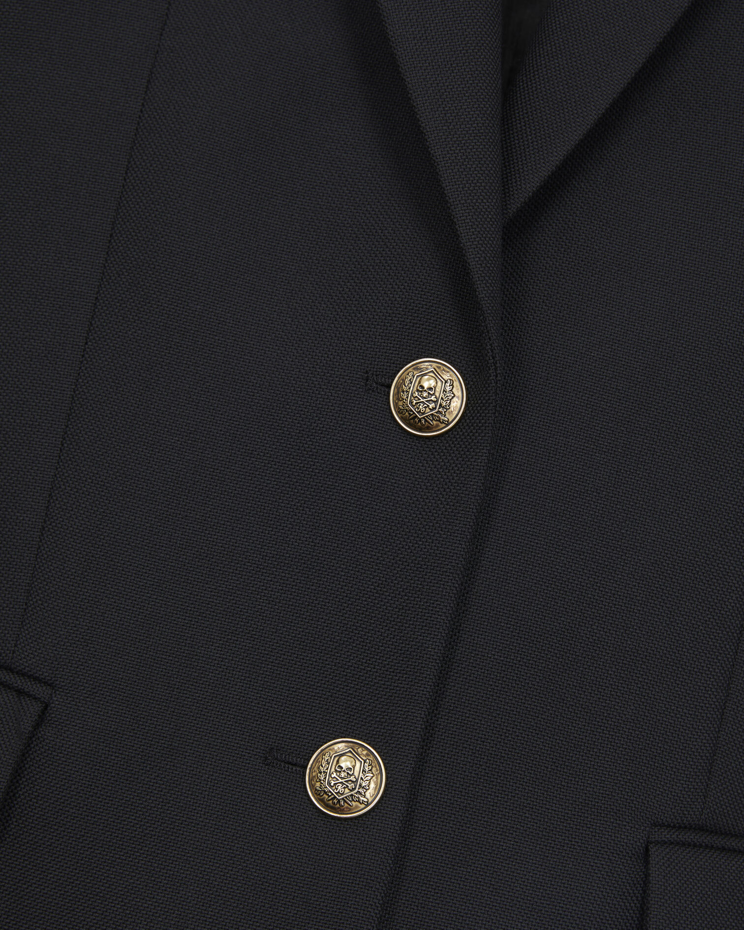 Black wool blend blazer, BLACK, hi-res image number null