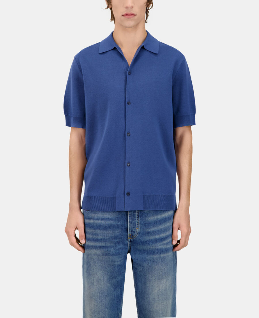 The Kooples H MIDDLE NAVY blue short-sleeved knitted shirt