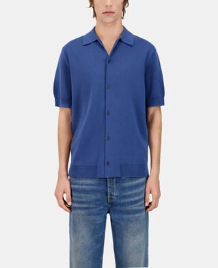 The Kooples H MIDDLE NAVY blue short-sleeved knitted shirt