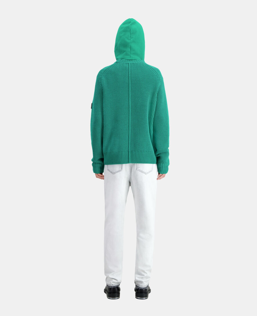 The Kooples HOMME GREEN pull vert en maille côtelée