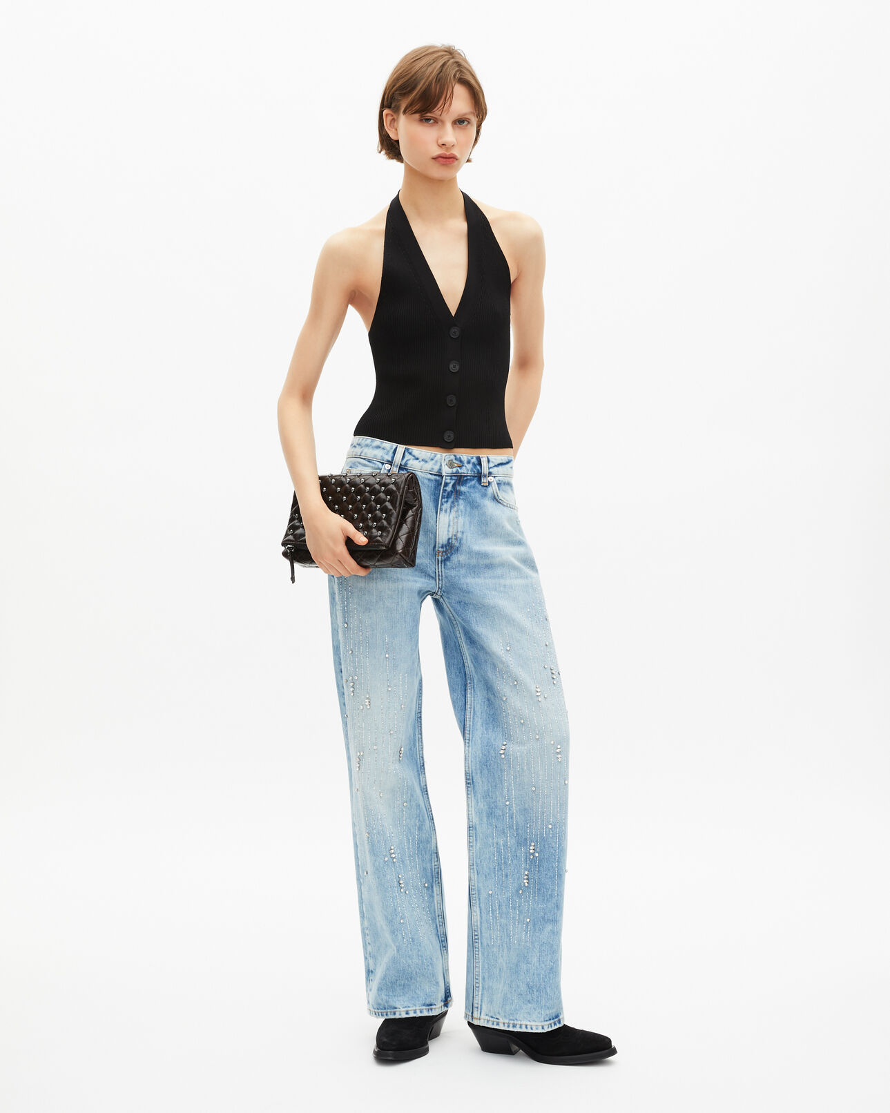The Kooples F BLACK black mesh top