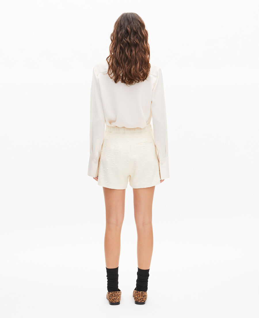 The Kooples F ECRU tailored shorts in ecru tweed