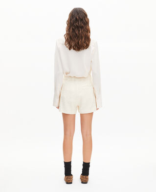 The Kooples F ECRU tailored shorts in ecru tweed