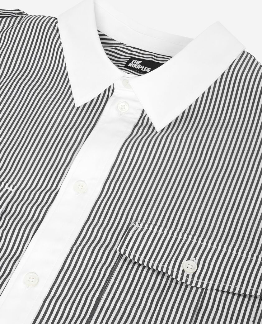 The Kooples HOMME BLACK WHITE chemise &agrave; fines rayures blanche et noire