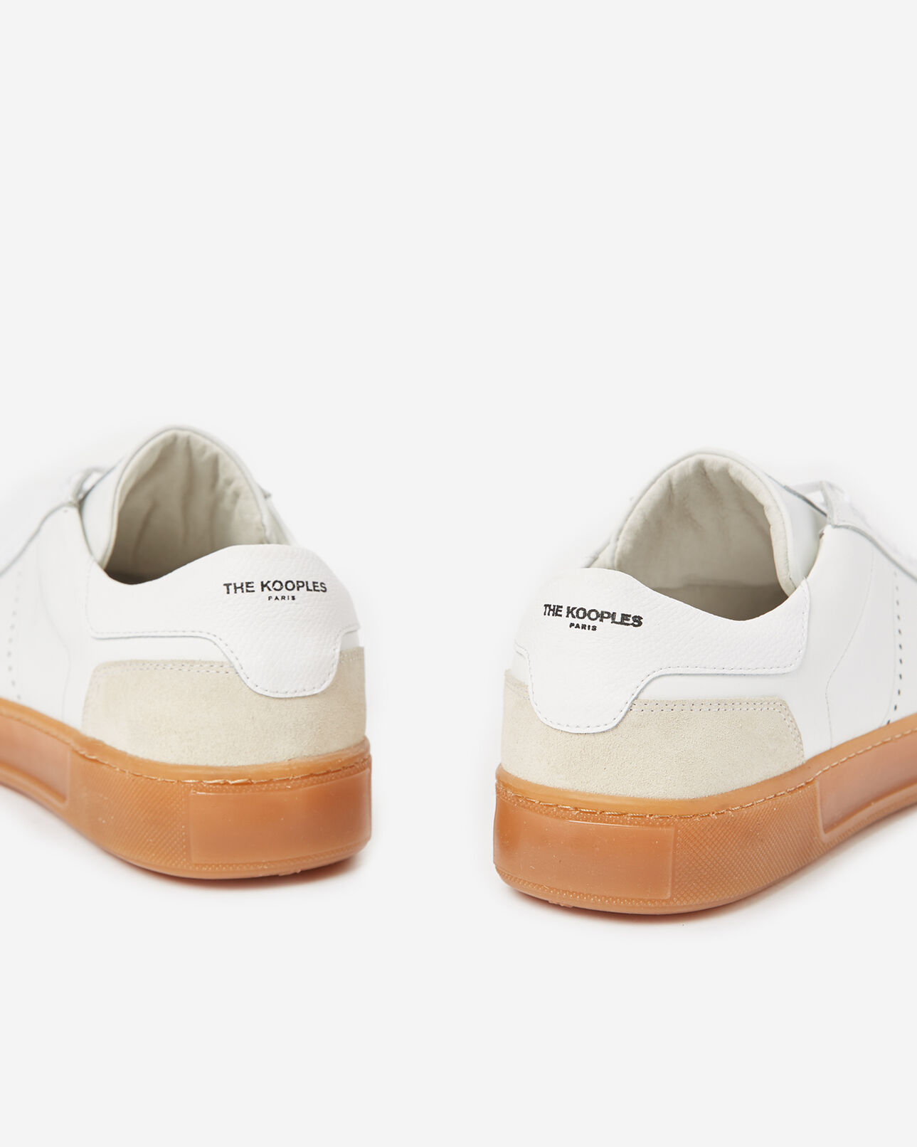 The Kooples MEN WHITE white low-top leather trainers with rubber soles