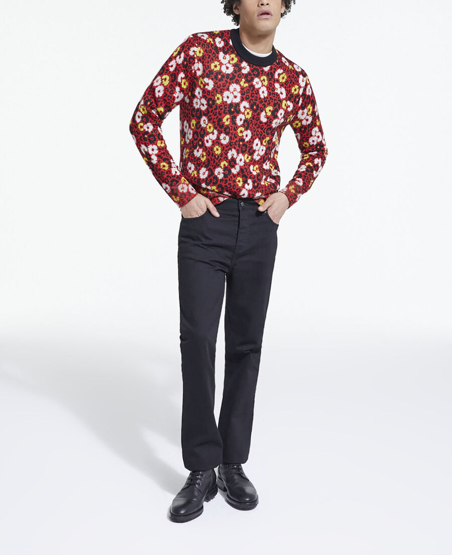 The Kooples HOMME DARK RED pull en laine imprimé fleuri
