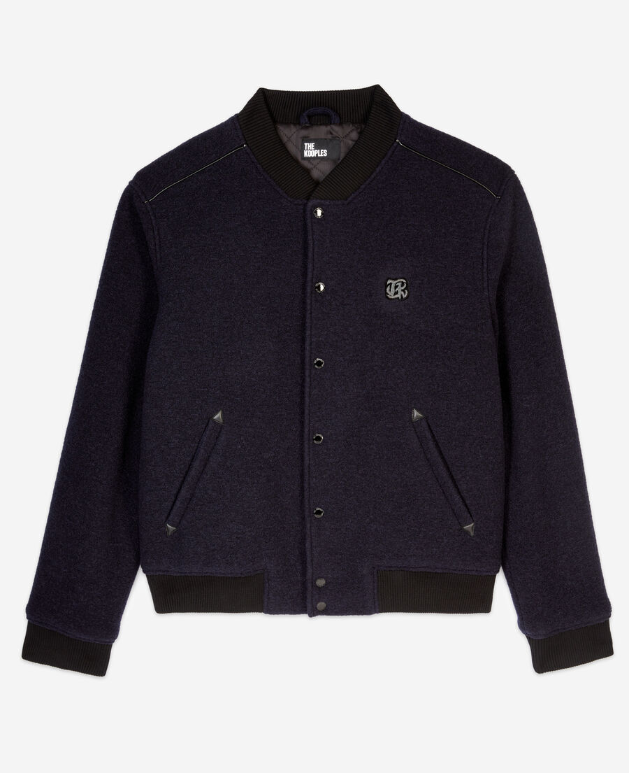 The Kooples HOMME DARK NAVY blouson en tissu bouclette bleu marine