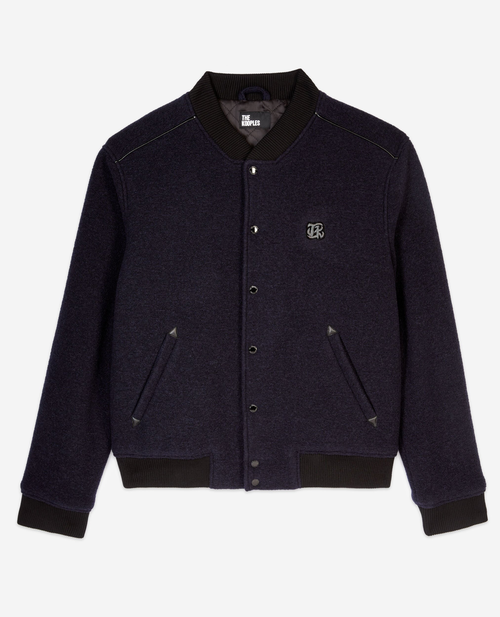 Blouson en tissu bouclette bleu marine, DARK NAVY, hi-res image number null