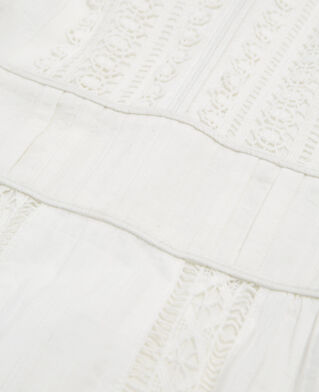 The Kooples WOMEN OFF WHITE short ecru embroidered dress w/ ribbon detail