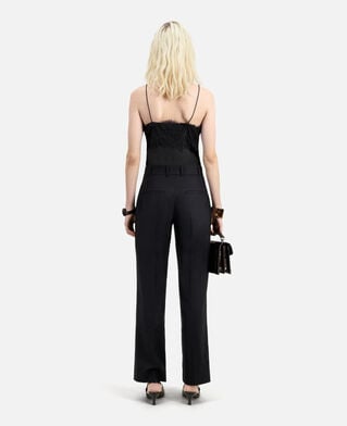 The Kooples FEMME BLACK pantalon à pinces noir en flanelle