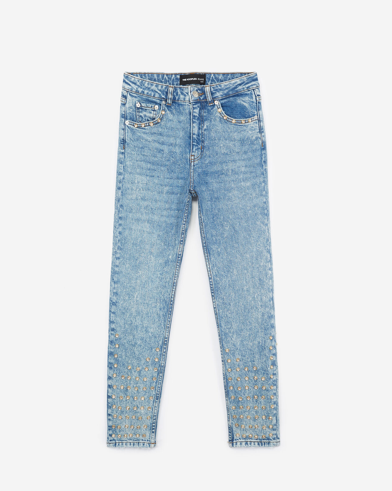 The Kooples DAMEN BLUE DENIM verwaschene vintage-jeans mit strass