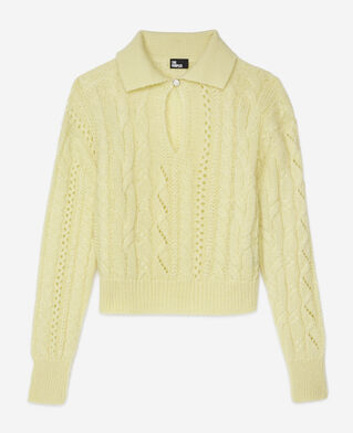 The Kooples DAMEN YELLOW gelber pullover aus einer wollmischung
