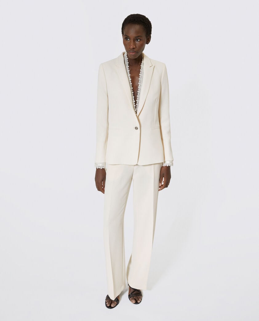 The Kooples WOMEN OFF WHITE ecru wide-leg pants