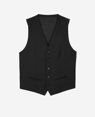 The Kooples HOMME BLACK gilet de costume boutonné en laine noir 