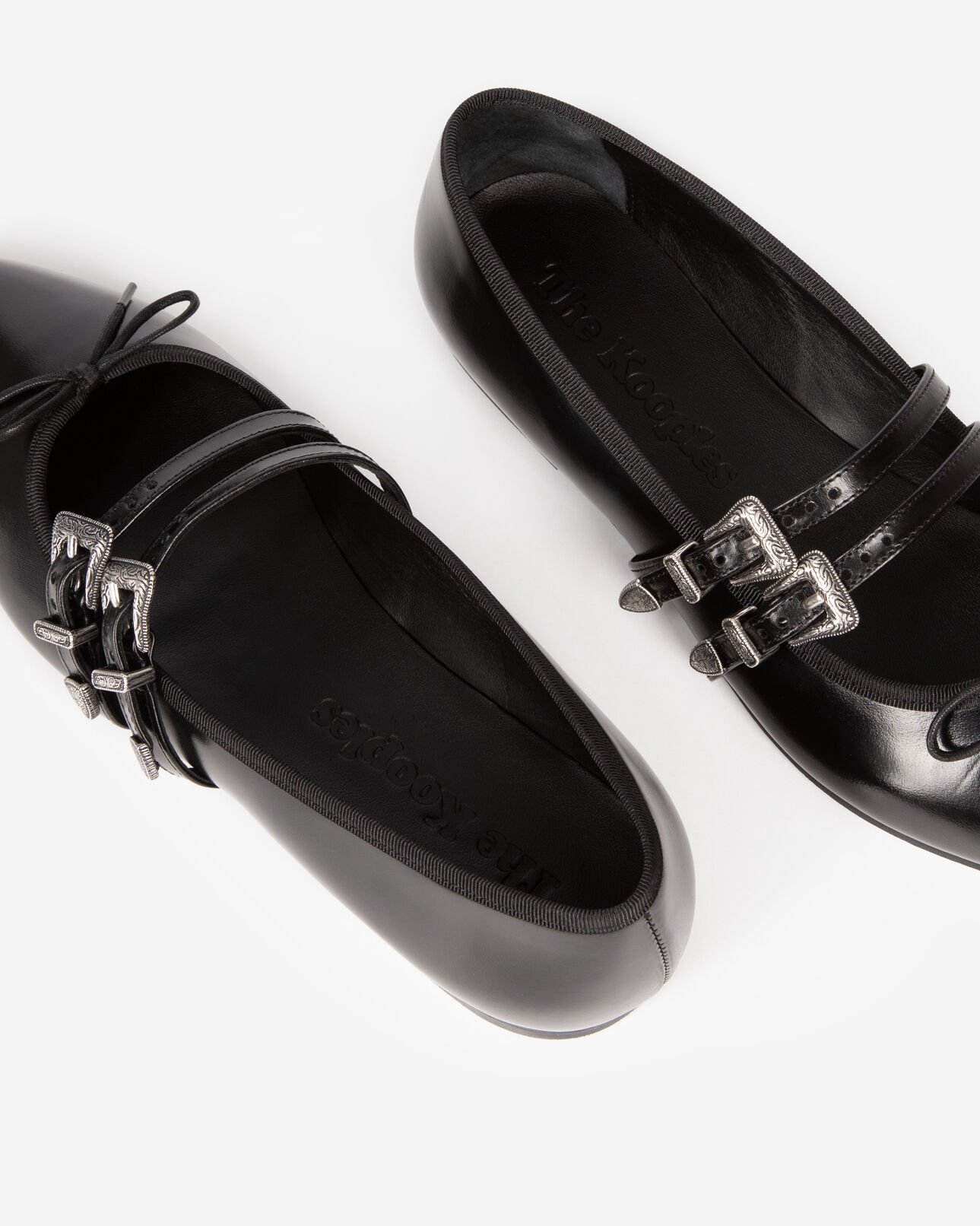 The Kooples WOMEN BLACK flat black leather ballerinas