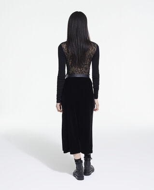 The Kooples F BLACK long black velvet skirt