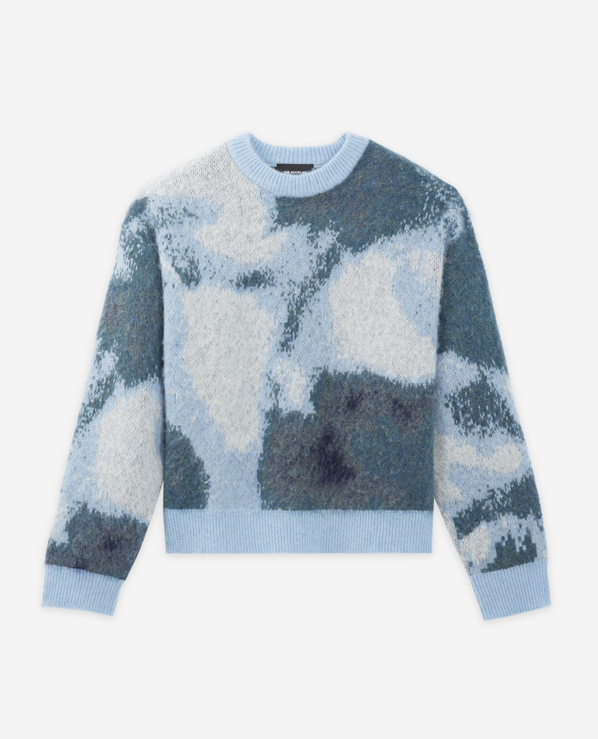 Pull laine avec dégradé de bleus court, BLUE, hi-res image number null