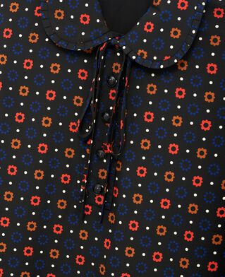 The Kooples WOMEN BLACK MELANGE black silk blend polka dot and floral print short dress