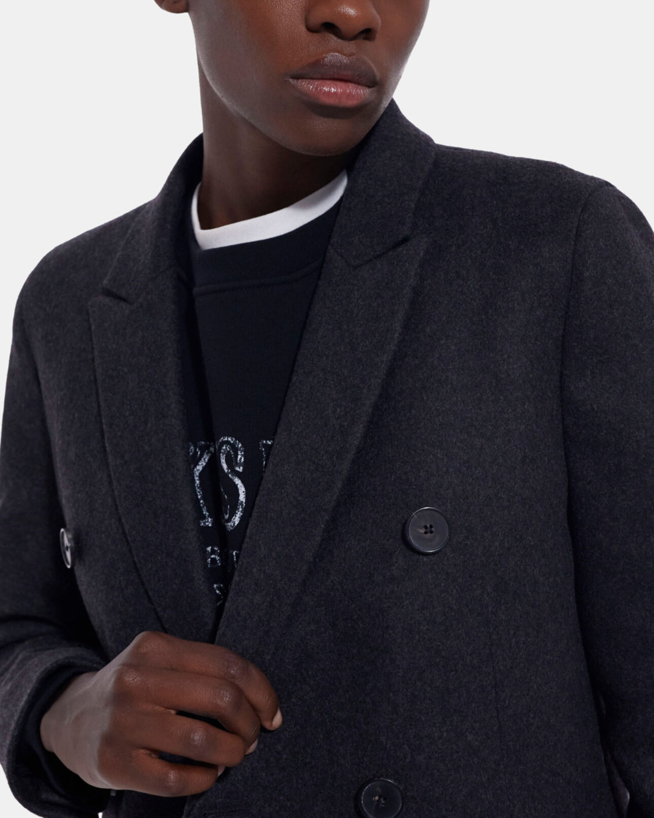 The Kooples WOMEN GREY gray wool coat