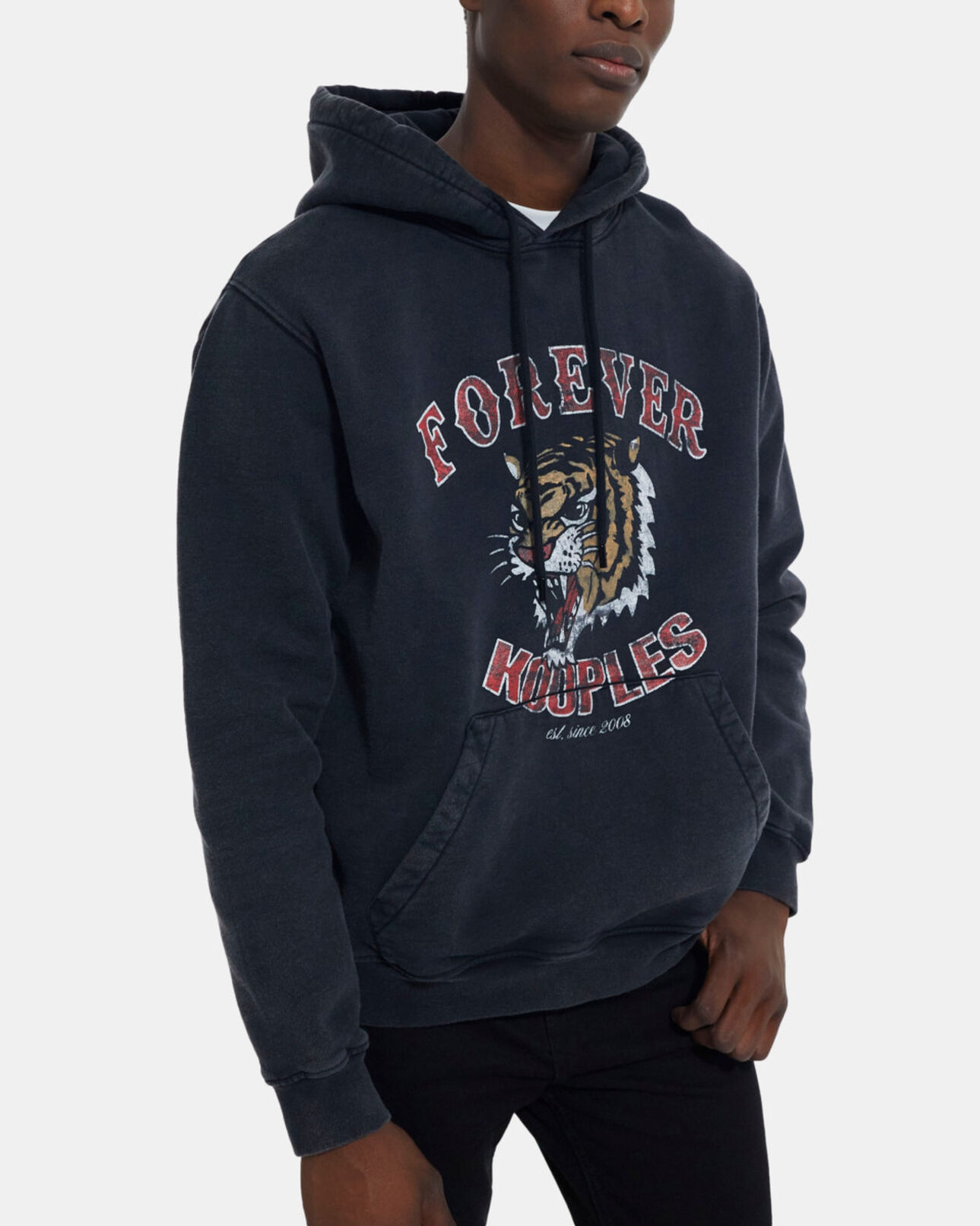 The Kooples MEN BLACK WASHED black sweatshirt