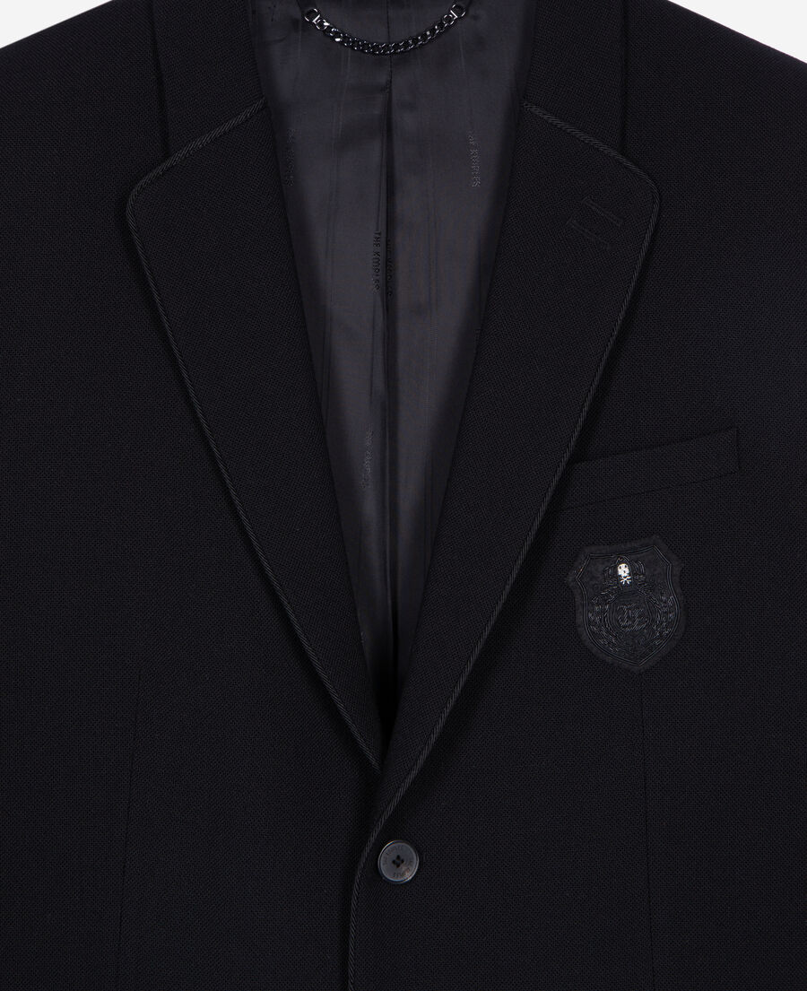The Kooples MEN BLACK straight jacket in black pique wool