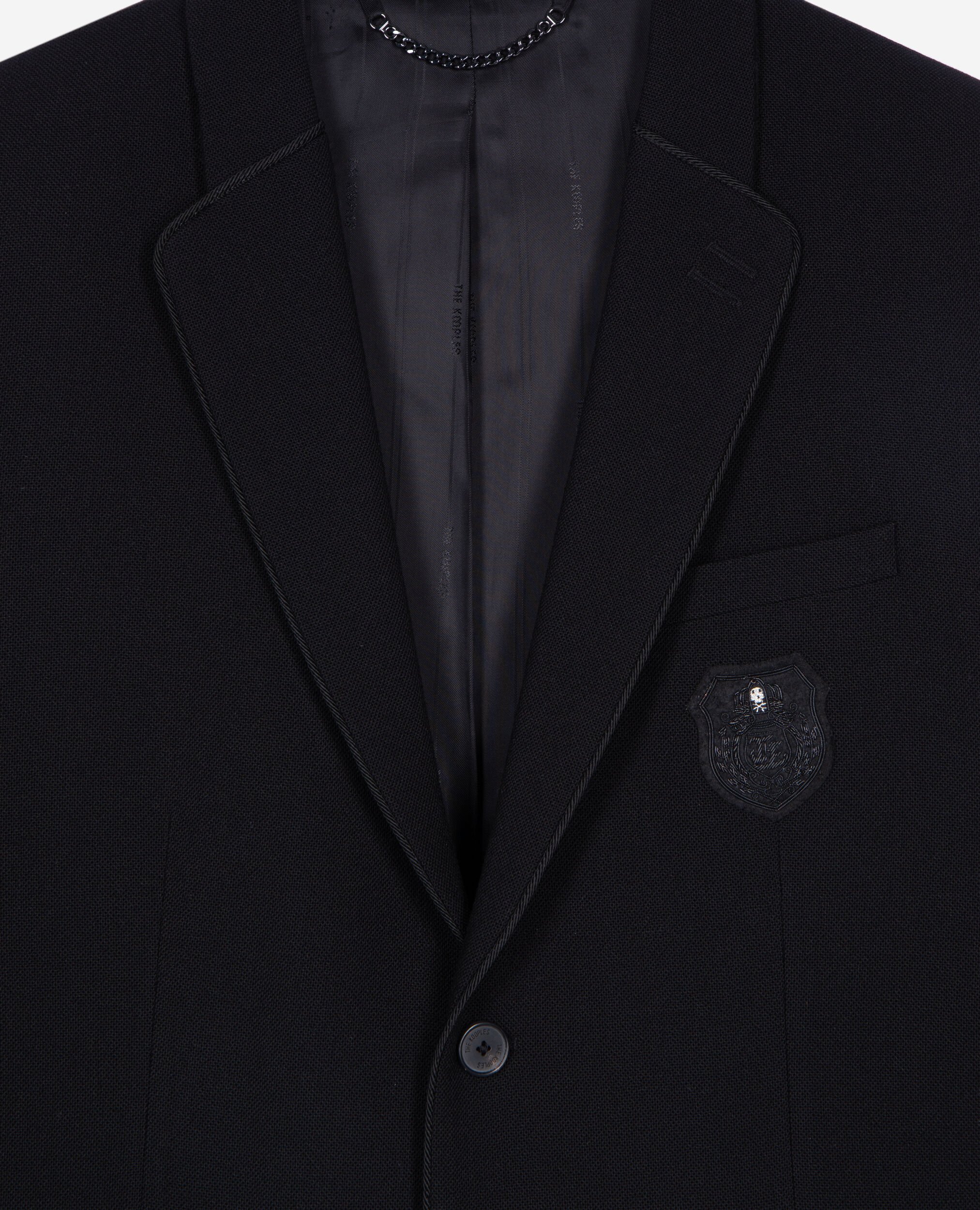 Straight jacket in black pique wool, BLACK, hi-res image number null