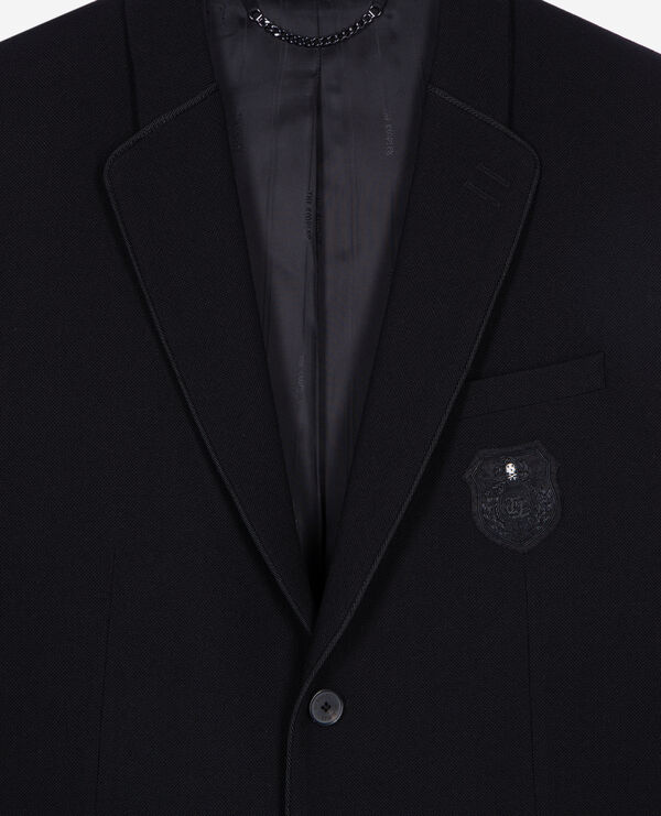 The Kooples HOMME BLACK veste droite en laine piquée noire
