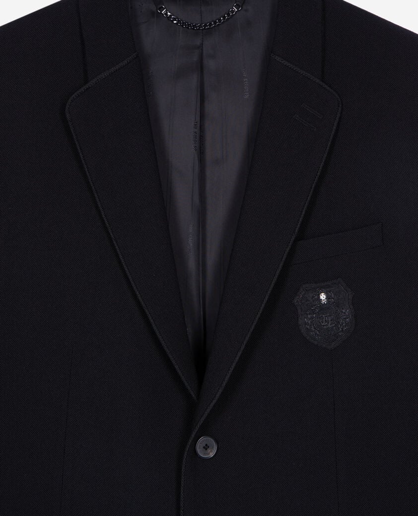 The Kooples HOMME BLACK veste droite en laine piquée noire