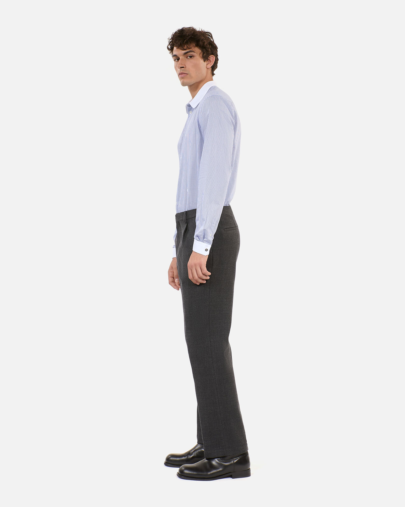 The Kooples MEN BLACK GREY grey cotton and wool suit trousers