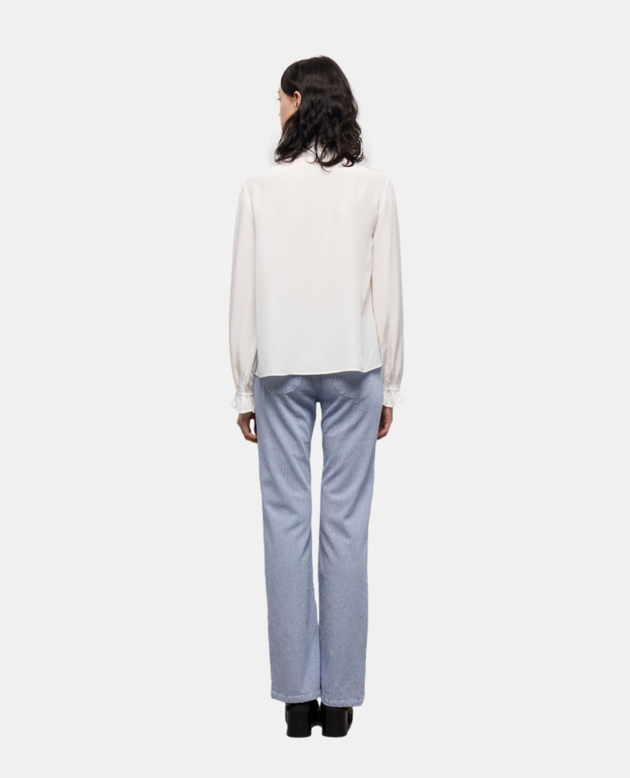 Ecru silk blouse, WHITE, hi-res image number null