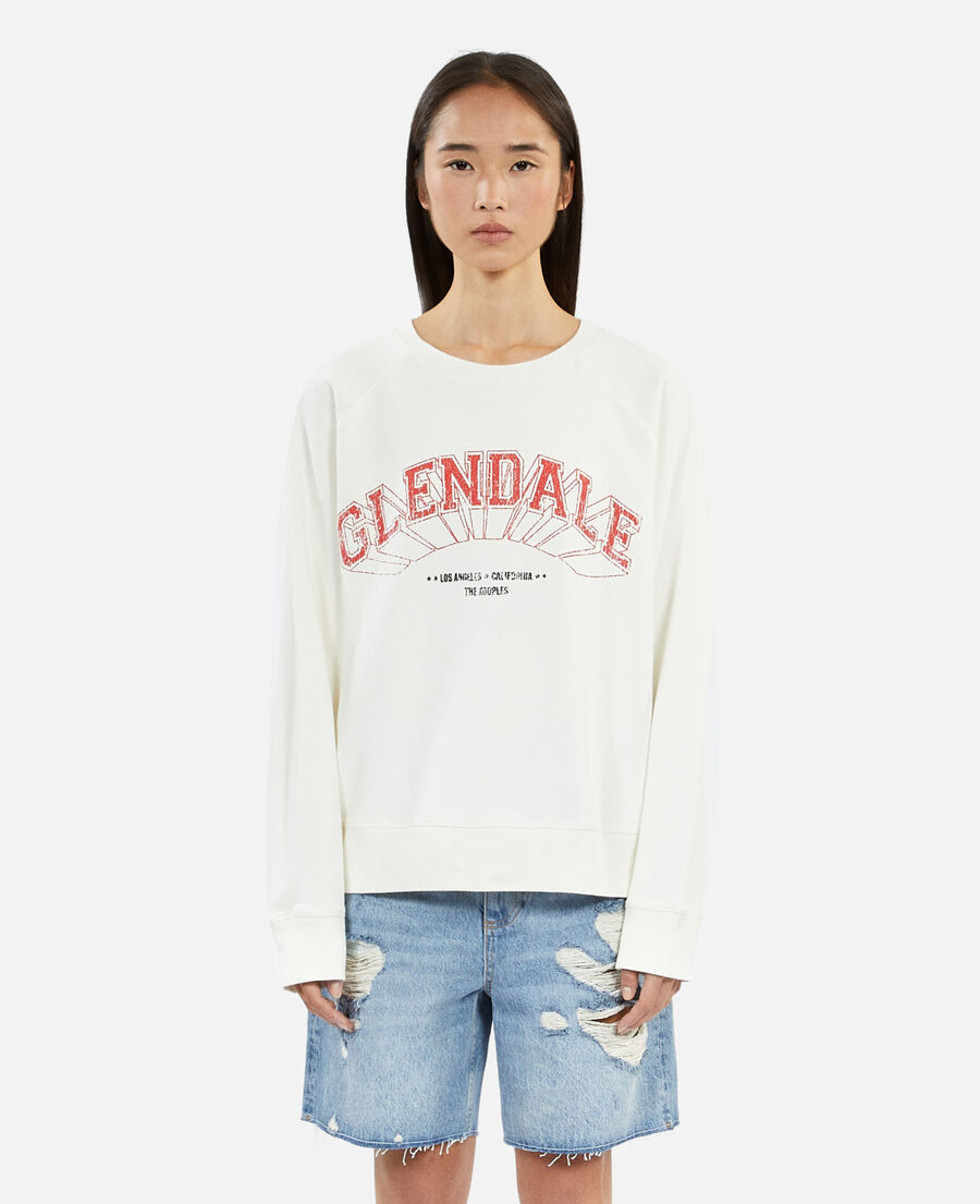 ecru sweatshirt with glendale serigraphy