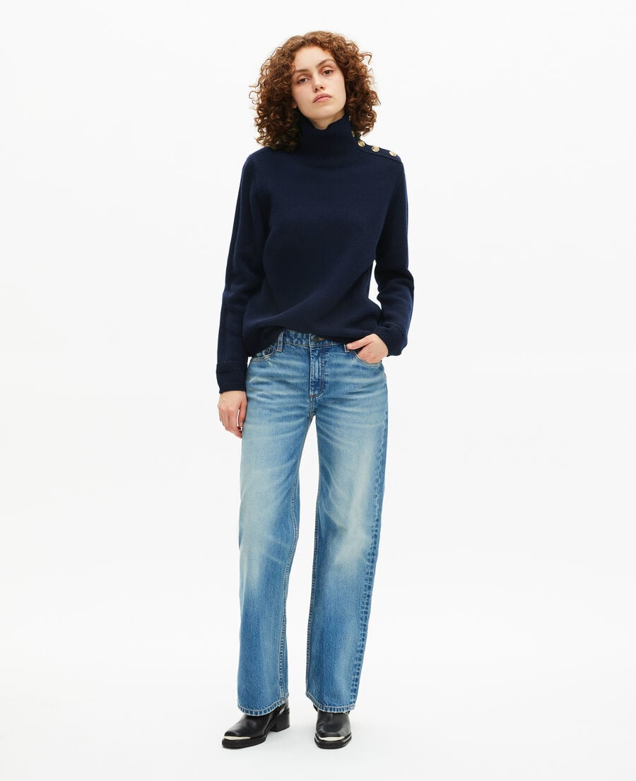 The Kooples WOMEN NAVY navy wool stand-up collar sweater