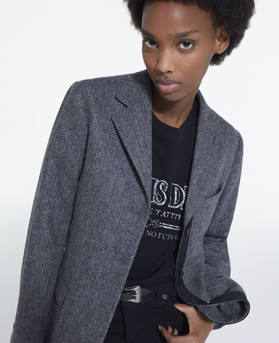 wool jacket with gray motif
