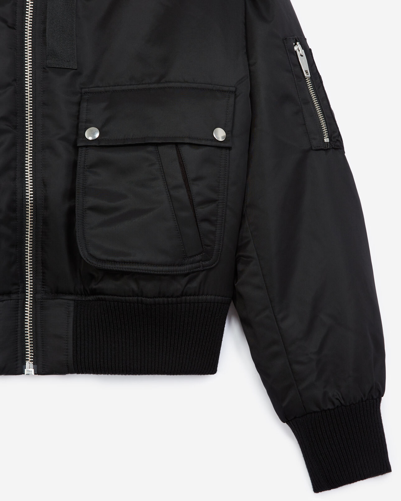The Kooples FEMME BLACK blouson tissu technique noir col fourré
