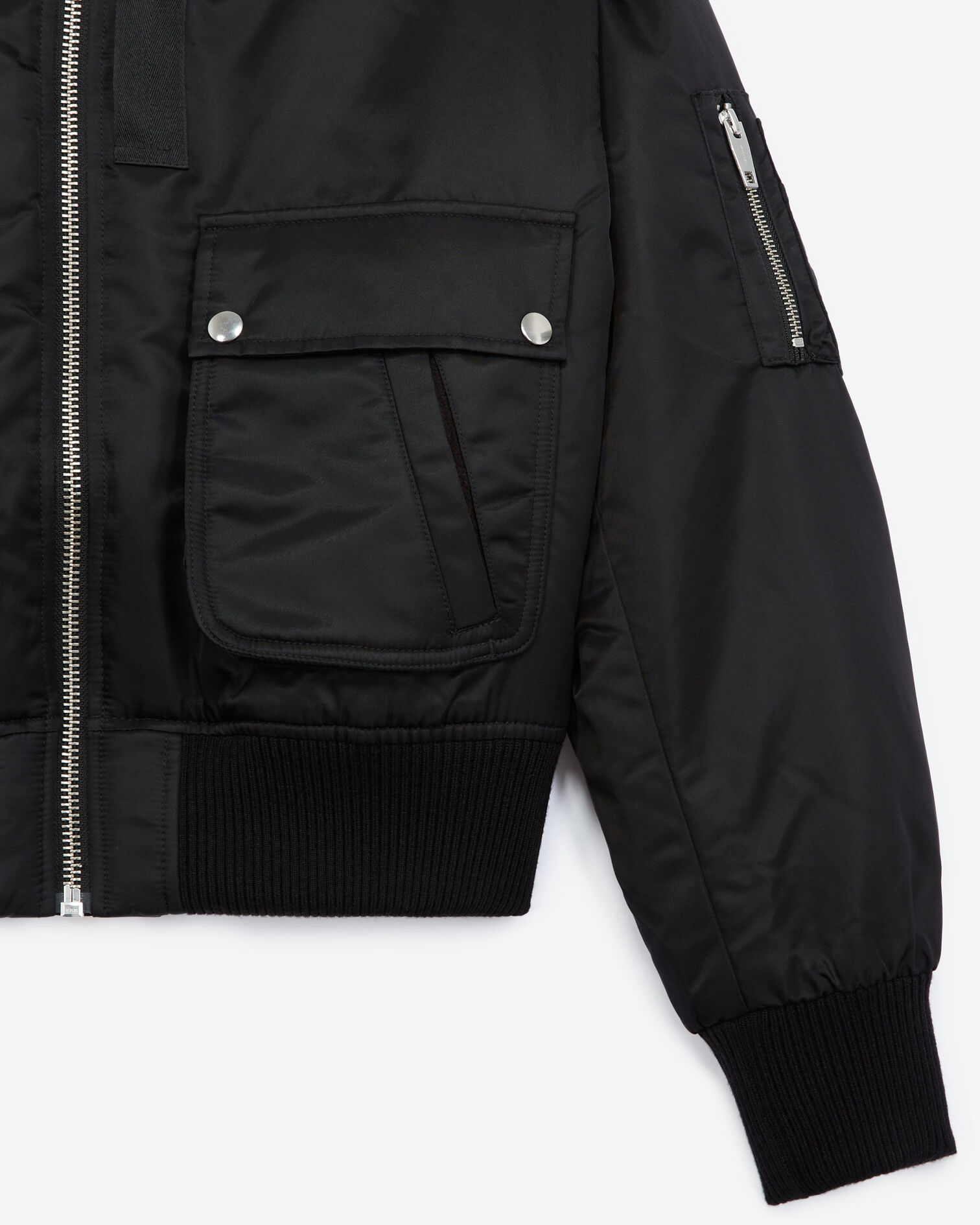 Blouson tissu technique noir col fourré, BLACK, hi-res image number null