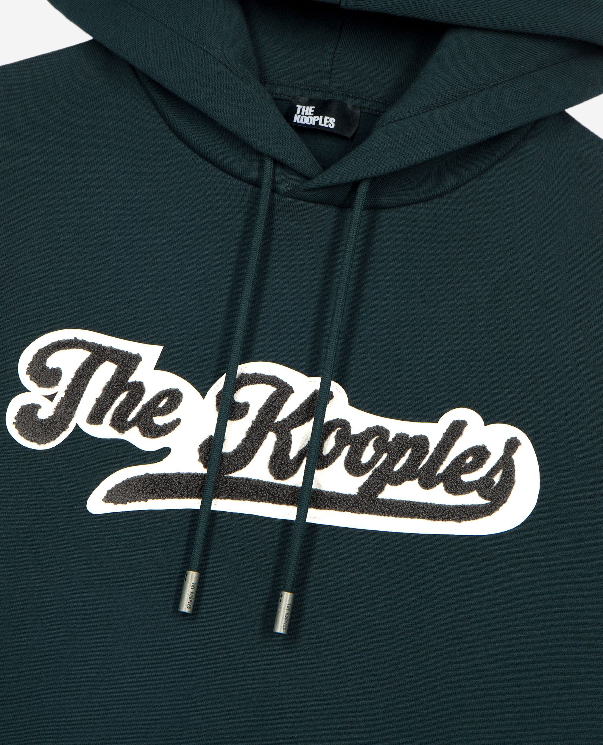 Hooded sweatshirt with dark green patch, BOTTLE GREEN, hi-res image number null