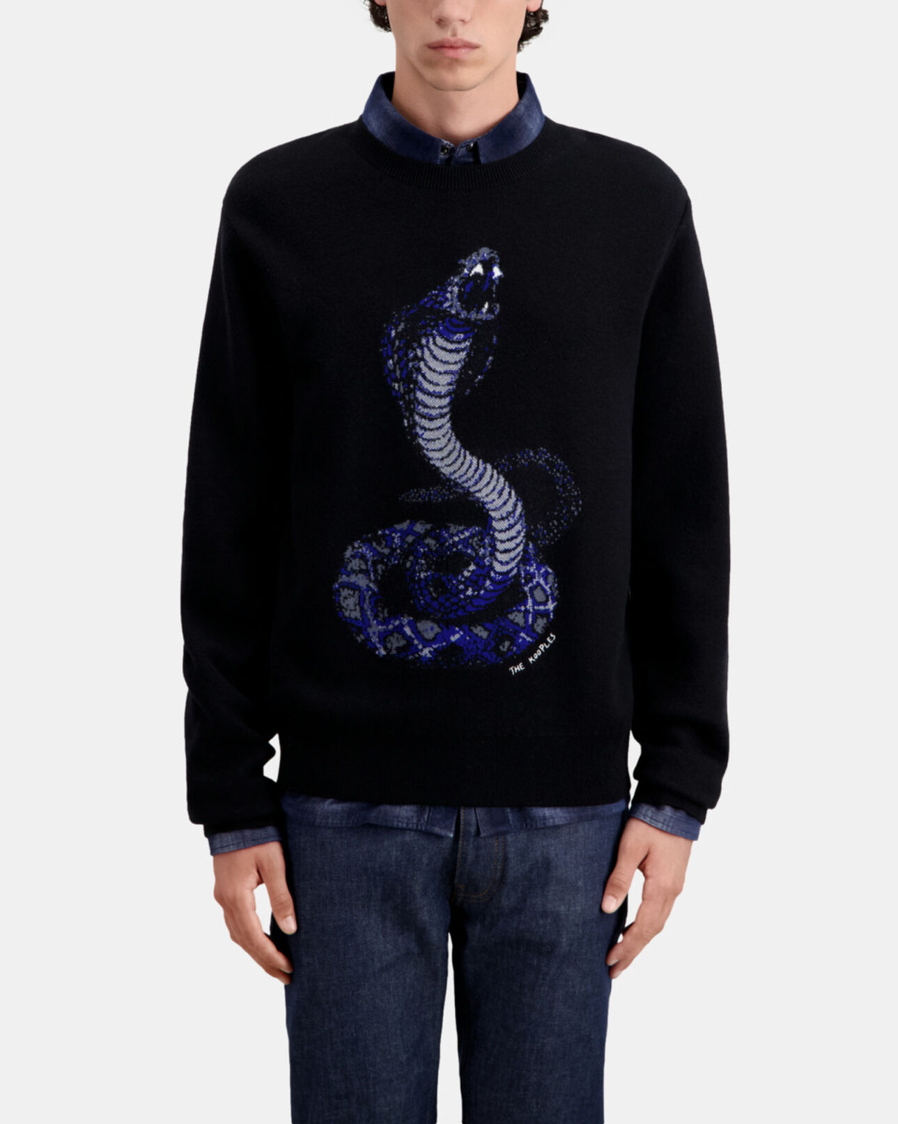 The Kooples HOMME BLACK pull noir cobra en laine mélangée