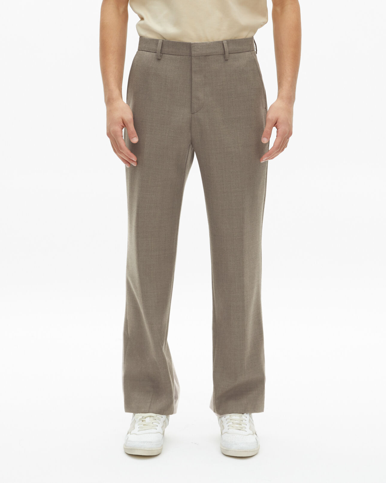 The Kooples MEN BEIGE MELANGE beige wool suit pants