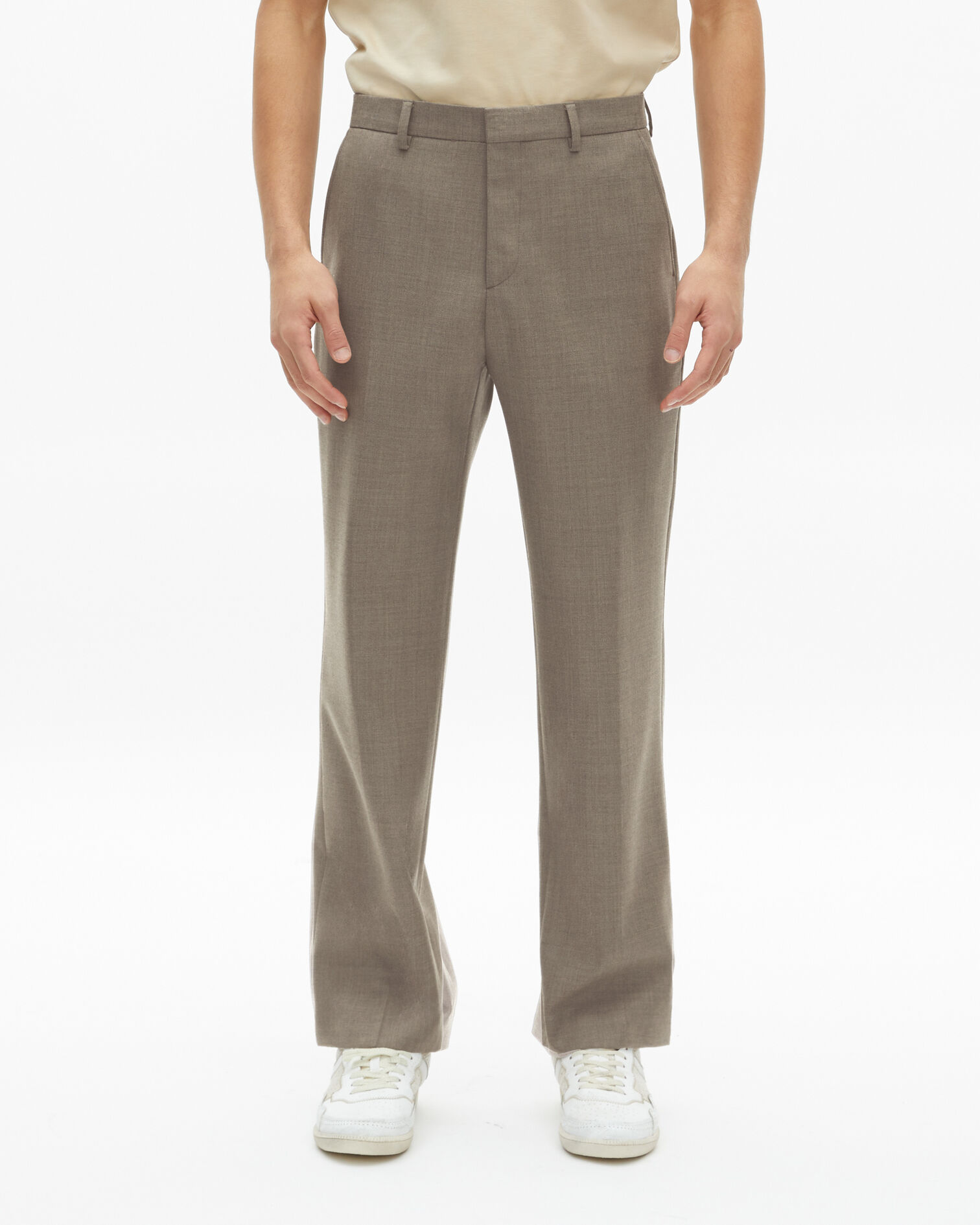 Beige wool suit pants, BEIGE MELANGE, hi-res image number null